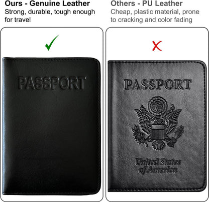 Chambray Basic Genuine Leather RFID Passport Cover