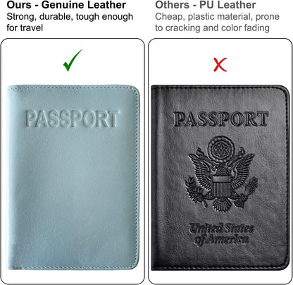 Chambray Basic Genuine Leather RFID Passport Cover