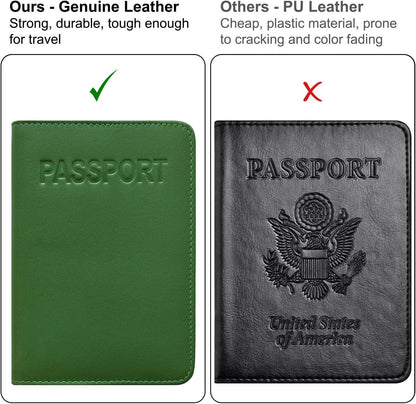 Chambray Basic Genuine Leather RFID Passport Cover