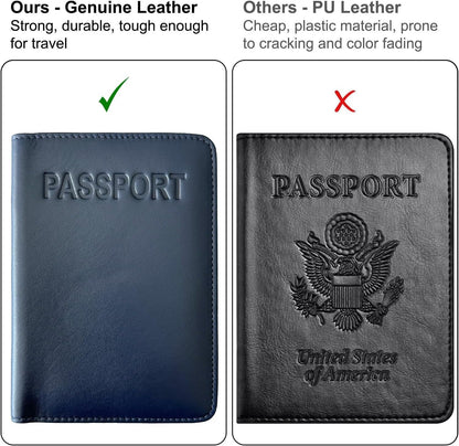 Chambray Basic Genuine Leather RFID Passport Cover