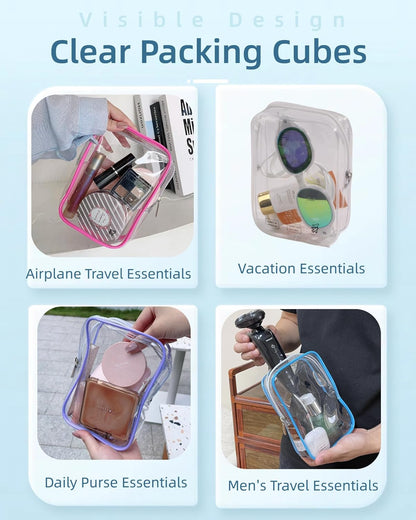 Packing Cubes 1 Quart Size Travel Bag TSA Approved Toiletry Bag Clear Small Purse Pouch International Long Flight Must Haves for Toiletries Makeup Liquids Airplane Europe Vacation Essentials