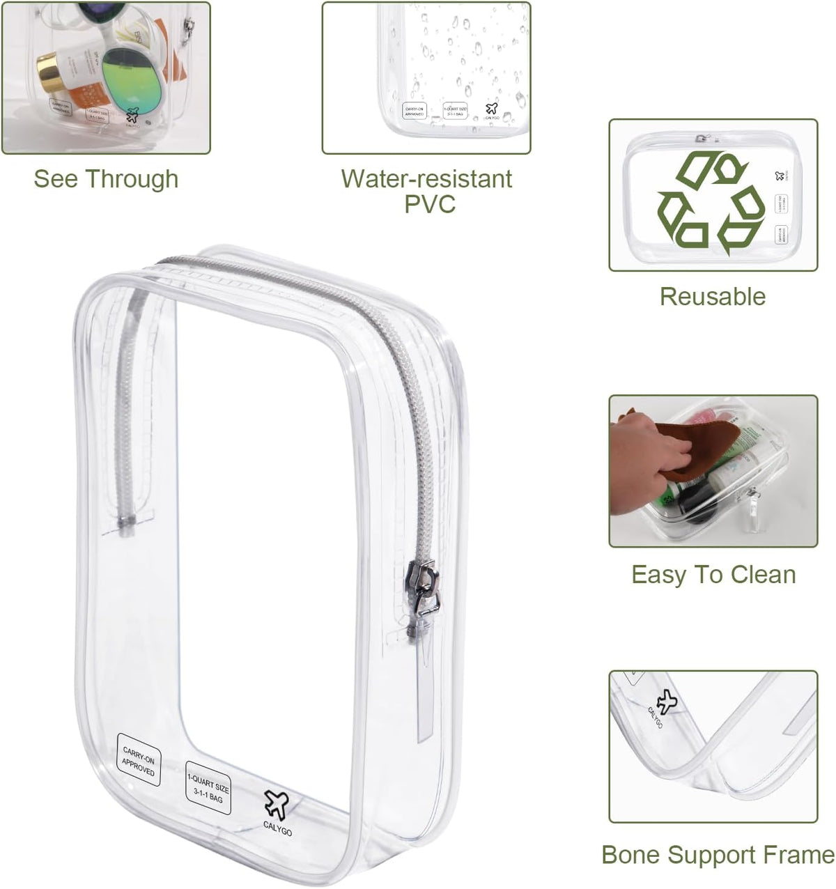 Packing Cubes 1 Quart Size Travel Bag TSA Approved Toiletry Bag Clear Small Purse Pouch International Long Flight Must Haves for Toiletries Makeup Liquids Airplane Europe Vacation Essentials