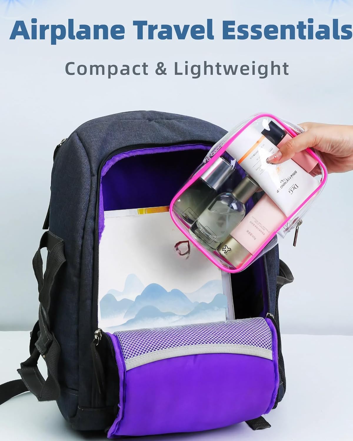Packing Cubes 1 Quart Size Travel Bag TSA Approved Toiletry Bag Clear Small Purse Pouch International Long Flight Must Haves for Toiletries Makeup Liquids Airplane Europe Vacation Essentials