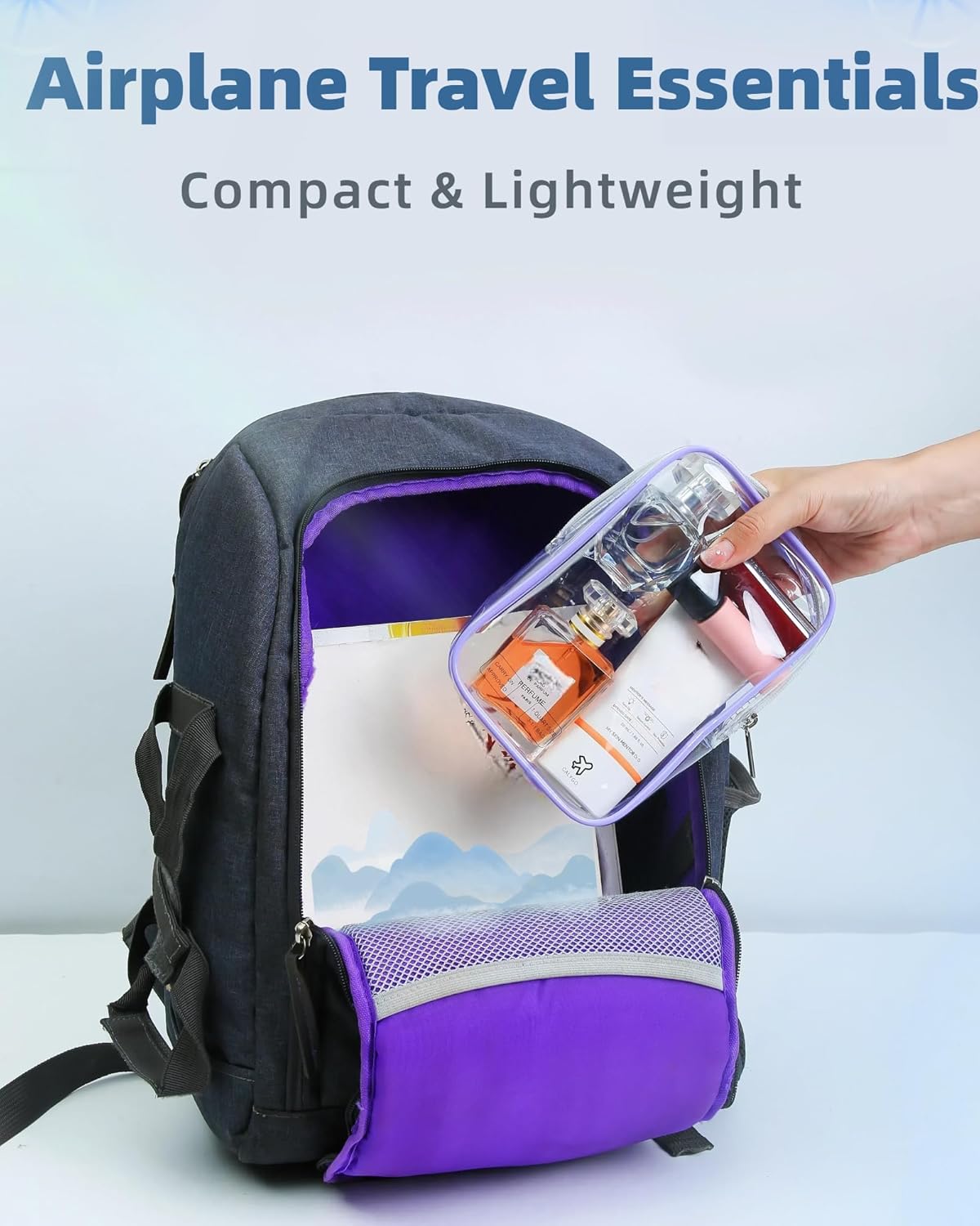 Packing Cubes 1 Quart Size Travel Bag TSA Approved Toiletry Bag Clear Small Purse Pouch International Long Flight Must Haves for Toiletries Makeup Liquids Airplane Europe Vacation Essentials