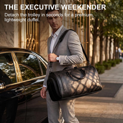 3-in-1 Convertible Rolling Garment Duffel Bag with Wheels, Black, 50L | Carry On Travel, Wrinkle-Free Hanging Suit Dress, Weekender Bag, Detachable Cart Shoulder Strap, For Men Women