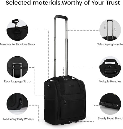 16'' Softside Carry-On Luggage for Airplane,3-in-1 Underseat Carry On Luggage with Wheels,Scratch-Resistant Surface,Lightweight Durable Rolling Suitcase for Men/Women Business Trip（16'',Burgundy）