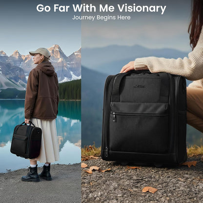 16'' Softside Carry-On Luggage for Airplane,3-in-1 Underseat Carry On Luggage with Wheels,Scratch-Resistant Surface,Lightweight Durable Rolling Suitcase for Men/Women Business Trip（16'',Burgundy）