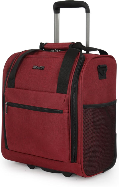 16'' Softside Carry-On Luggage for Airplane,3-in-1 Underseat Carry On Luggage with Wheels,Scratch-Resistant Surface,Lightweight Durable Rolling Suitcase for Men/Women Business Trip（16'',Burgundy）