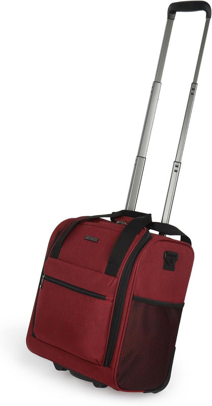 16'' Softside Carry-On Luggage for Airplane,3-in-1 Underseat Carry On Luggage with Wheels,Scratch-Resistant Surface,Lightweight Durable Rolling Suitcase for Men/Women Business Trip（16'',Burgundy）