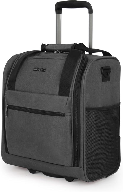 16'' Softside Carry-On Luggage for Airplane,3-in-1 Underseat Carry On Luggage with Wheels,Scratch-Resistant Surface,Lightweight Durable Rolling Suitcase for Men/Women Business Trip（16'',Burgundy）