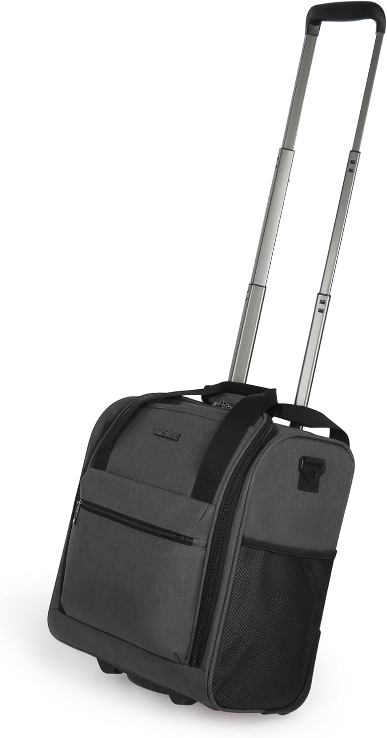 16'' Softside Carry-On Luggage for Airplane,3-in-1 Underseat Carry On Luggage with Wheels,Scratch-Resistant Surface,Lightweight Durable Rolling Suitcase for Men/Women Business Trip（16'',Burgundy）