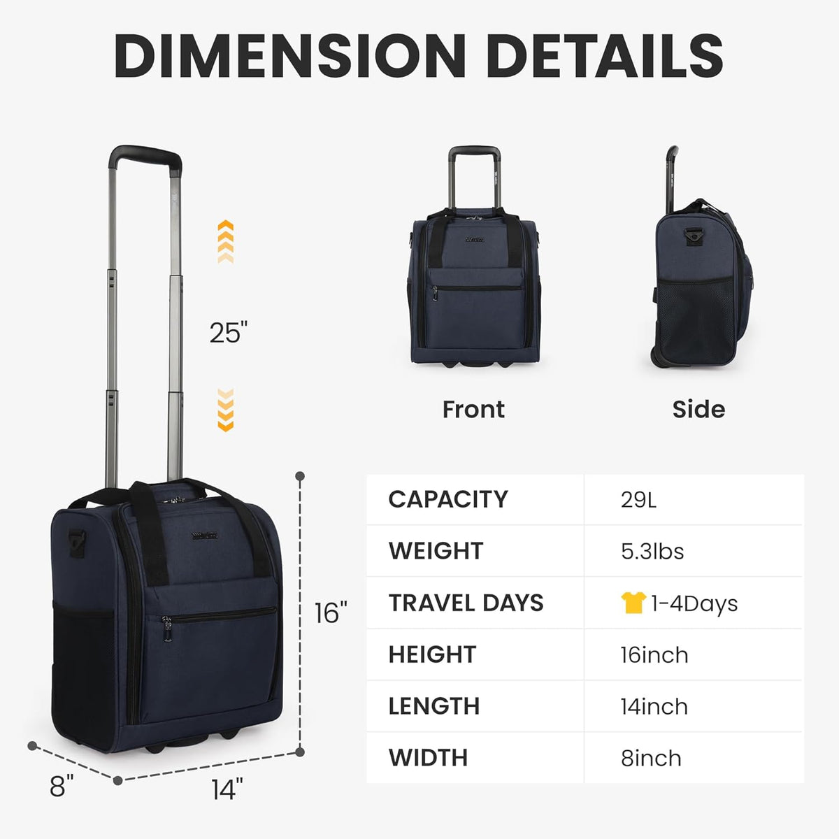 16'' Softside Carry-On Luggage for Airplane,3-in-1 Underseat Carry On Luggage with Wheels,Scratch-Resistant Surface,Lightweight Durable Rolling Suitcase for Men/Women Business Trip（16'',Burgundy）