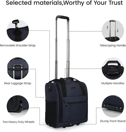 16'' Softside Carry-On Luggage for Airplane,3-in-1 Underseat Carry On Luggage with Wheels,Scratch-Resistant Surface,Lightweight Durable Rolling Suitcase for Men/Women Business Trip（16'',Burgundy）