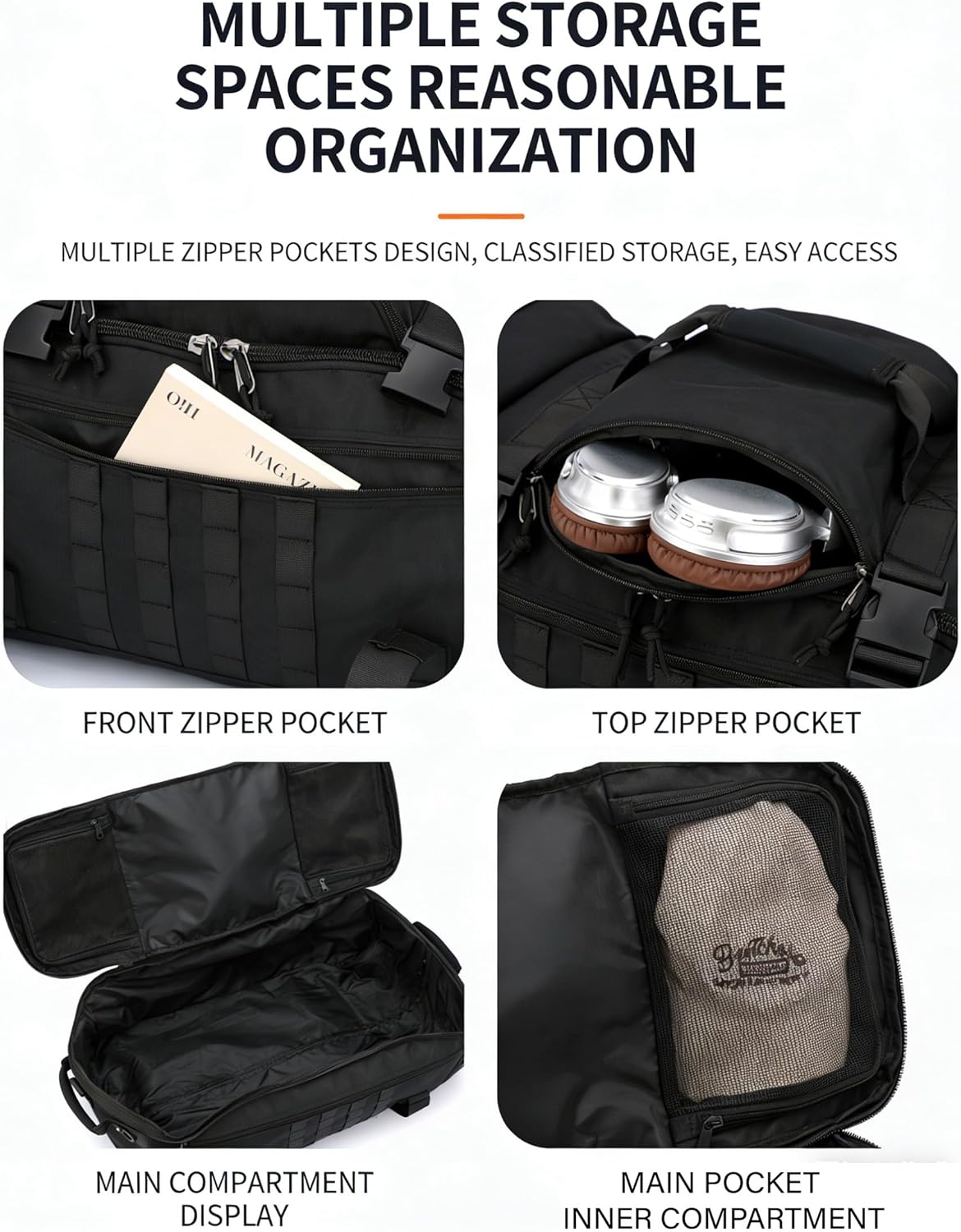 Rolling Duffle Bag with Wheels, 70L 26-inch Tactical Travel Duffel Bags Foldable Durable Tear-Resistant Heavy-Duty Luggage (Black)