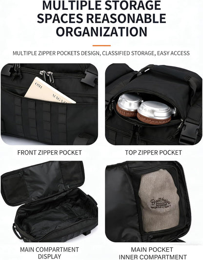 Rolling Duffle Bag with Wheels, 70L 26-inch Tactical Travel Duffel Bags Foldable Durable Tear-Resistant Heavy-Duty Luggage (Black)
