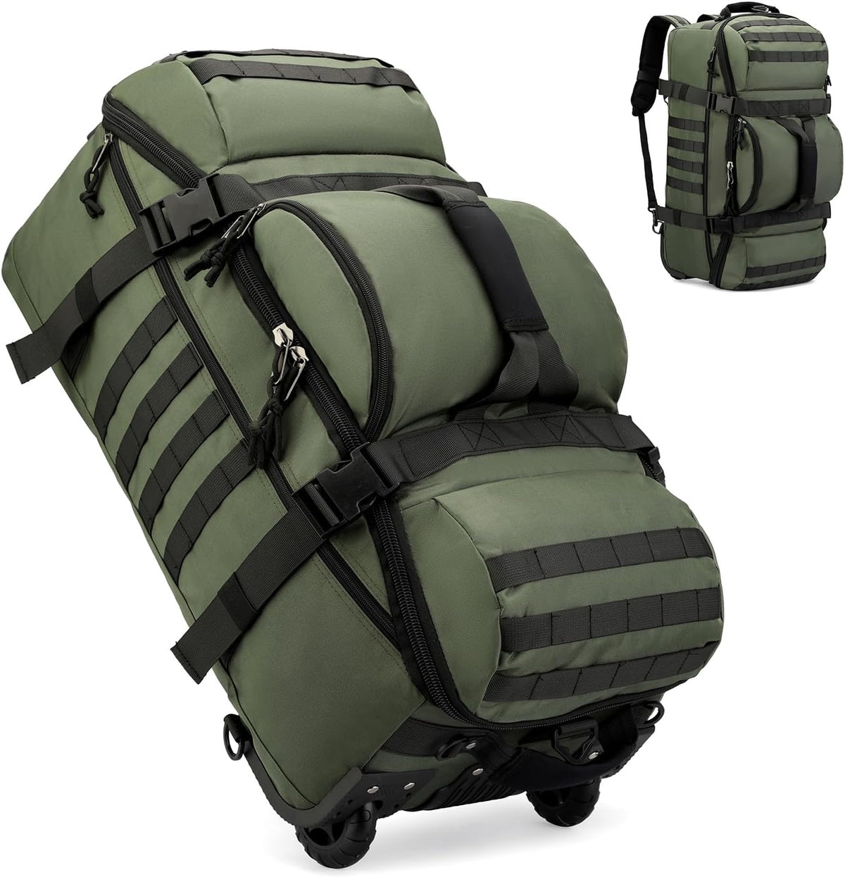 Rolling Duffle Bag with Wheels, 70L 26-inch Tactical Travel Duffel Bags Foldable Durable Tear-Resistant Heavy-Duty Luggage (Black)