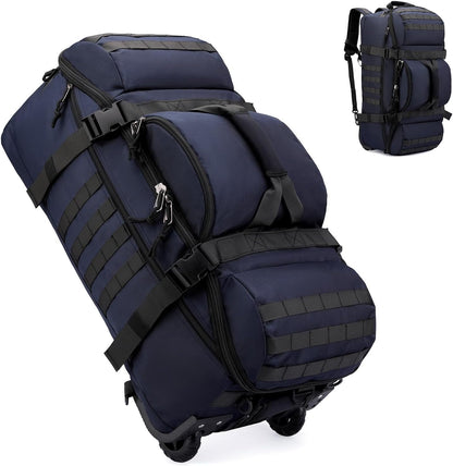 Rolling Duffle Bag with Wheels, 70L 26-inch Tactical Travel Duffel Bags Foldable Durable Tear-Resistant Heavy-Duty Luggage (Black)