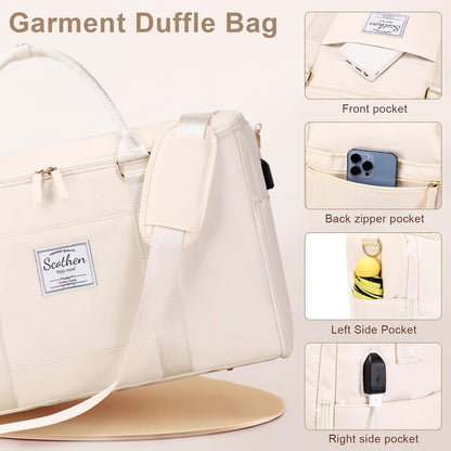Convertible Travel Garment Bag,Carry On Garment Duffle Bag with Toiletry and Shoe bag,Garment Bags for Travel,2 in 1 Hanging Dress Suitcase Suit Travel Bags for Women with USB Charging Port