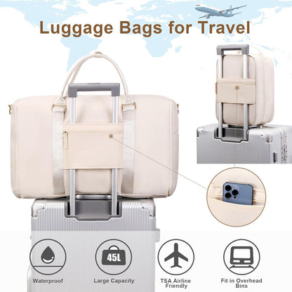 Convertible Travel Garment Bag,Carry On Garment Duffle Bag with Toiletry and Shoe bag,Garment Bags for Travel,2 in 1 Hanging Dress Suitcase Suit Travel Bags for Women with USB Charging Port