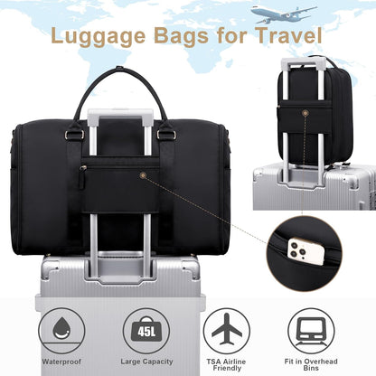 Convertible Travel Garment Bag,Carry On Garment Duffle Bag with Toiletry and Shoe bag,Garment Bags for Travel,2 in 1 Hanging Dress Suitcase Suit Travel Bags for Women with USB Charging Port