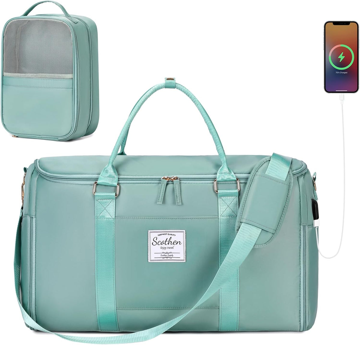 Convertible Travel Garment Bag,Carry On Garment Duffle Bag with Toiletry and Shoe bag,Garment Bags for Travel,2 in 1 Hanging Dress Suitcase Suit Travel Bags for Women with USB Charging Port