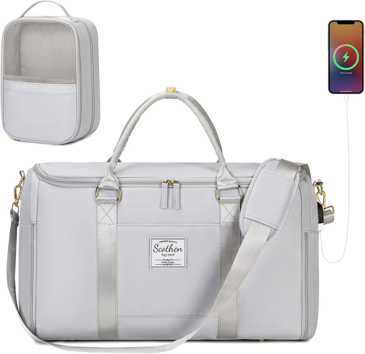 Convertible Travel Garment Bag,Carry On Garment Duffle Bag with Toiletry and Shoe bag,Garment Bags for Travel,2 in 1 Hanging Dress Suitcase Suit Travel Bags for Women with USB Charging Port