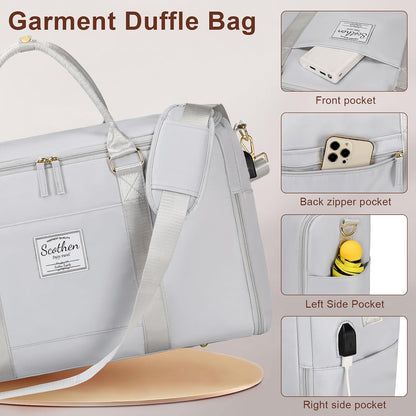 Convertible Travel Garment Bag,Carry On Garment Duffle Bag with Toiletry and Shoe bag,Garment Bags for Travel,2 in 1 Hanging Dress Suitcase Suit Travel Bags for Women with USB Charging Port