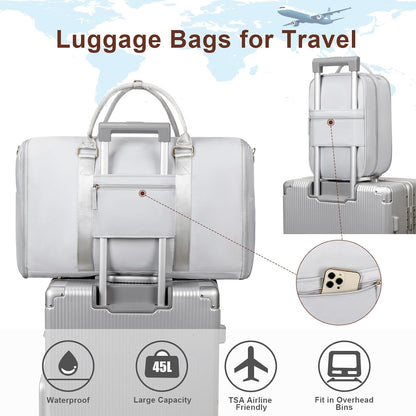 Convertible Travel Garment Bag,Carry On Garment Duffle Bag with Toiletry and Shoe bag,Garment Bags for Travel,2 in 1 Hanging Dress Suitcase Suit Travel Bags for Women with USB Charging Port