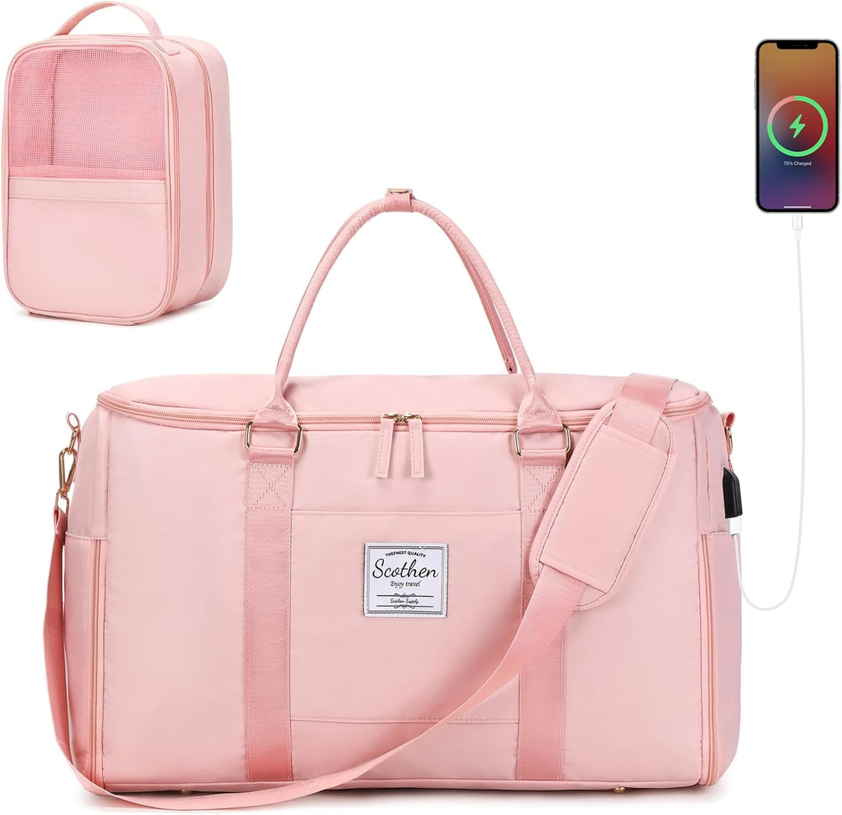 Convertible Travel Garment Bag,Carry On Garment Duffle Bag with Toiletry and Shoe bag,Garment Bags for Travel,2 in 1 Hanging Dress Suitcase Suit Travel Bags for Women with USB Charging Port