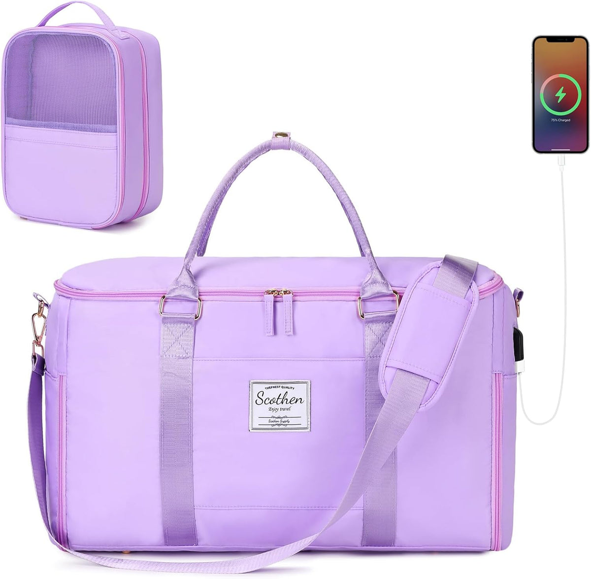 Convertible Travel Garment Bag,Carry On Garment Duffle Bag with Toiletry and Shoe bag,Garment Bags for Travel,2 in 1 Hanging Dress Suitcase Suit Travel Bags for Women with USB Charging Port