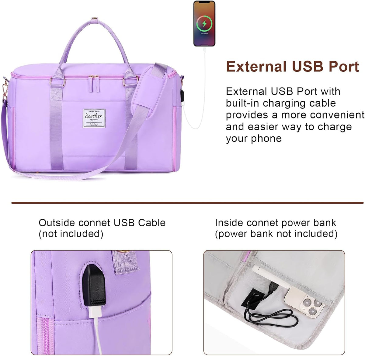 Convertible Travel Garment Bag,Carry On Garment Duffle Bag with Toiletry and Shoe bag,Garment Bags for Travel,2 in 1 Hanging Dress Suitcase Suit Travel Bags for Women with USB Charging Port