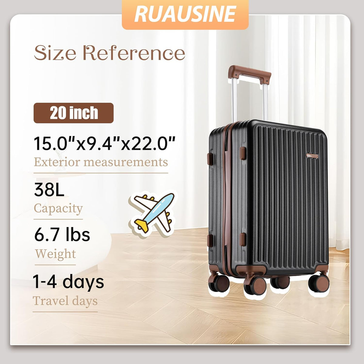 Hardside Carry on Luggage Airline Approved with Spinner Wheel