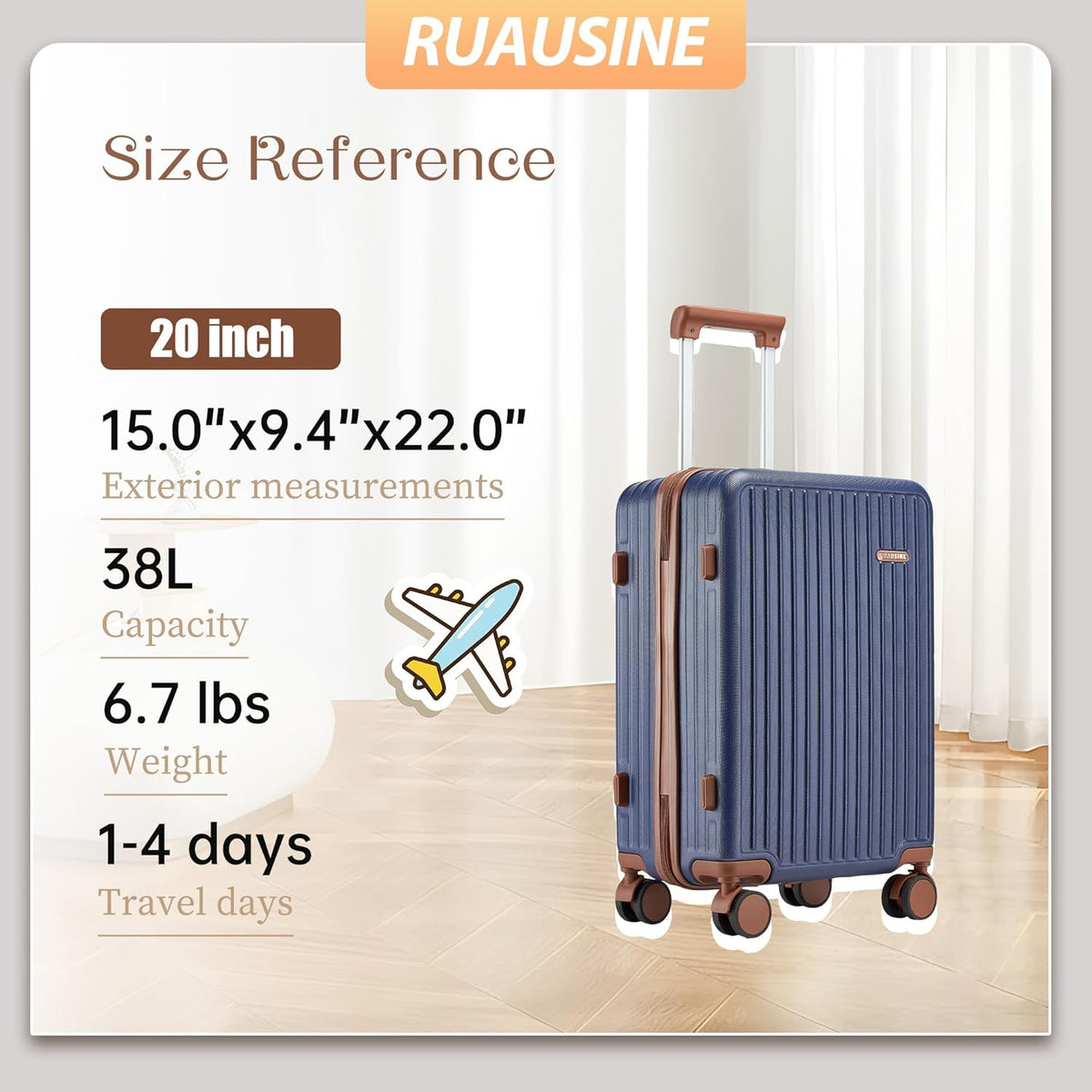 Hardside Carry on Luggage Airline Approved with Spinner Wheel