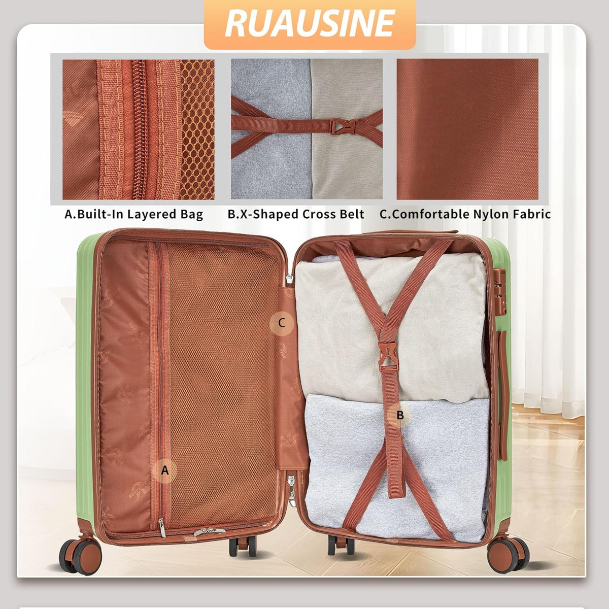 Hardside Carry on Luggage Airline Approved with Spinner Wheel