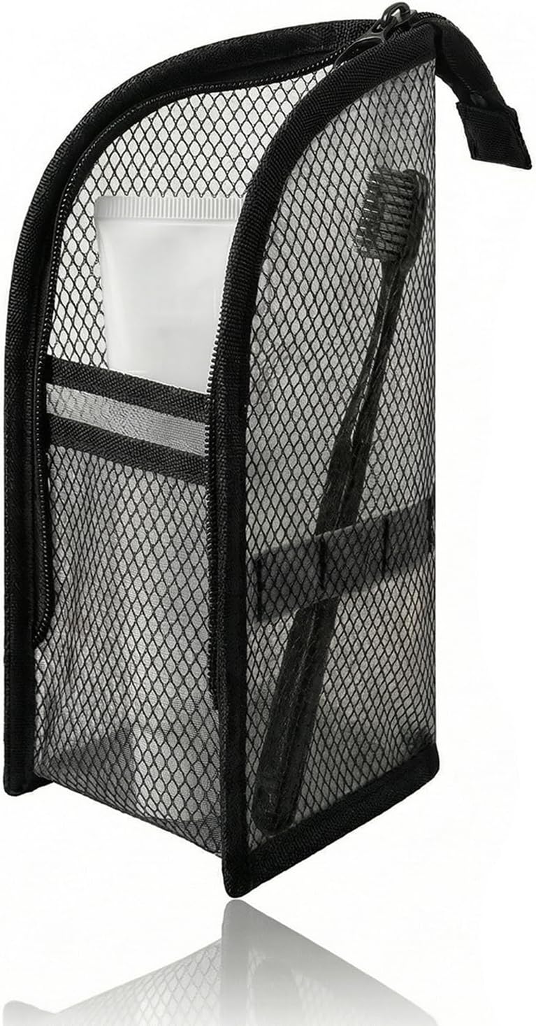 Standing Toiletry Bag, Portable Lightweight Travel Toiletry Bag, Mesh Large Capacity Cosmetic Waterproof Bag,Foldable Clear Hanging Travel Toiletry Bag Cosmetic Organiser Storage(White)