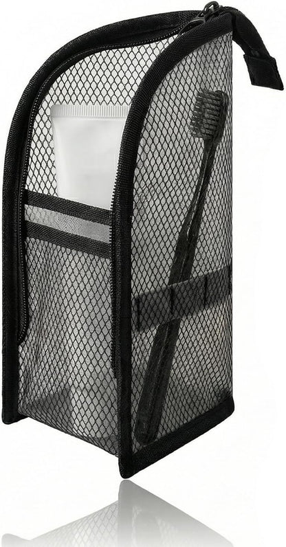 Standing Toiletry Bag, Portable Lightweight Travel Toiletry Bag, Mesh Large Capacity Cosmetic Waterproof Bag,Foldable Clear Hanging Travel Toiletry Bag Cosmetic Organiser Storage(White)