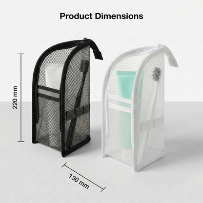 Standing Toiletry Bag, Portable Lightweight Travel Toiletry Bag, Mesh Large Capacity Cosmetic Waterproof Bag,Foldable Clear Hanging Travel Toiletry Bag Cosmetic Organiser Storage(White)