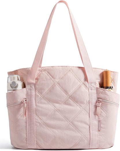 Crush Tote Bag for Women, 20L Puffer Work Tote with Zipper, Travel Essentials Quilted Nurse Hospital Bag