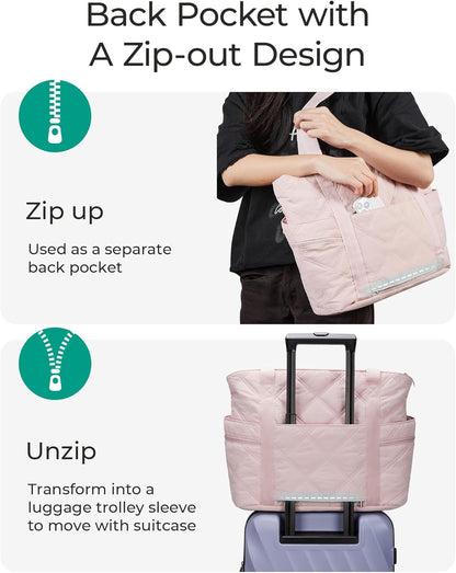 Crush Tote Bag for Women, 20L Puffer Work Tote with Zipper, Travel Essentials Quilted Nurse Hospital Bag