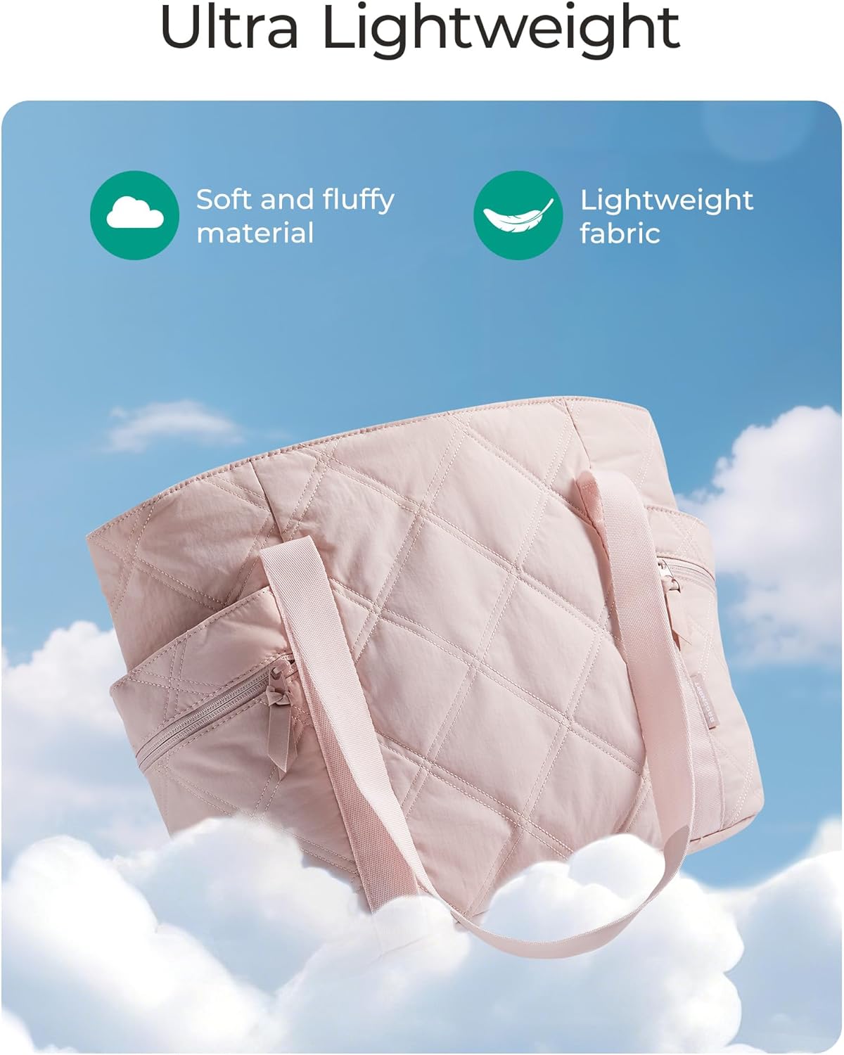 Crush Tote Bag for Women, 20L Puffer Work Tote with Zipper, Travel Essentials Quilted Nurse Hospital Bag