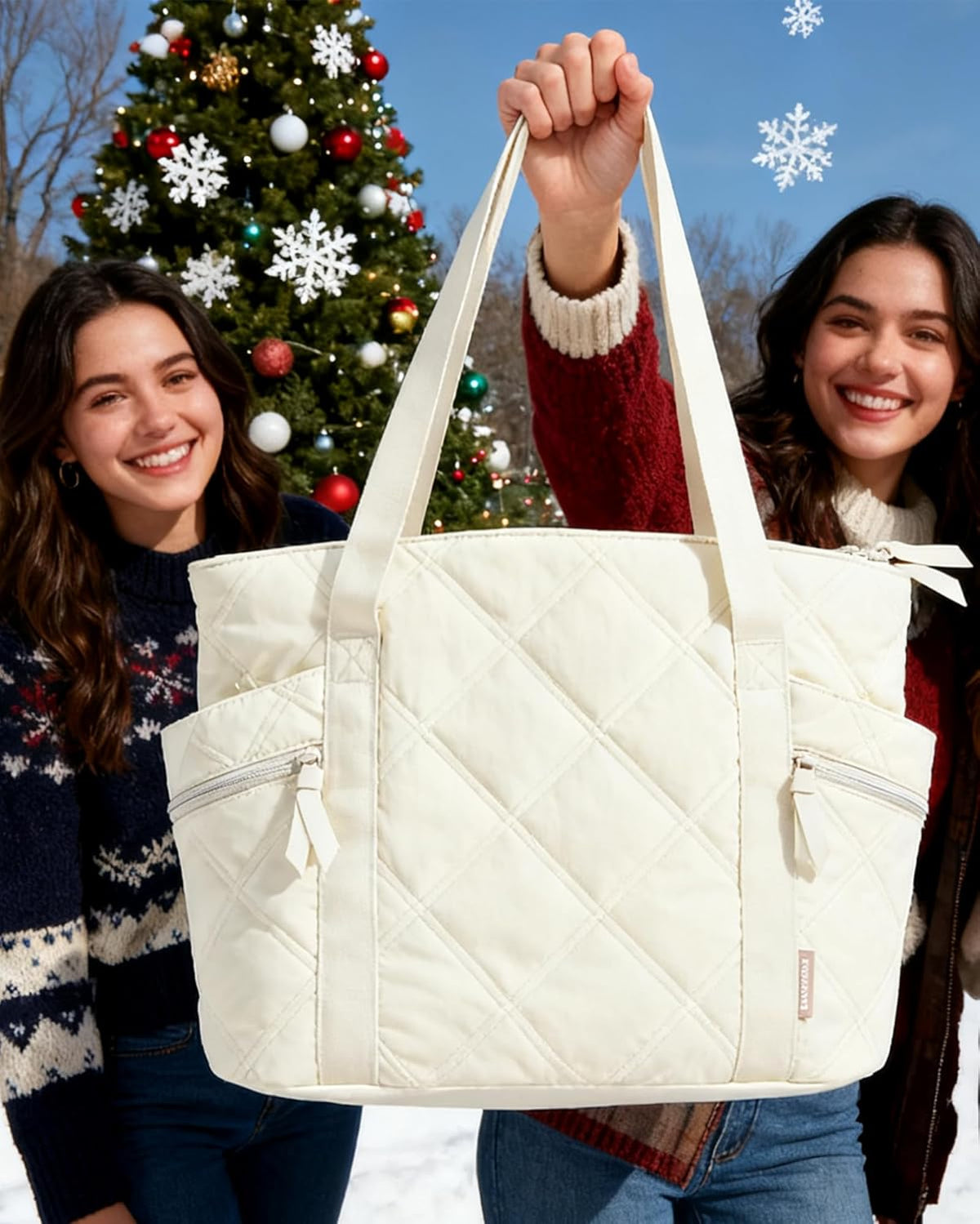 Crush Tote Bag for Women, 20L Puffer Work Tote with Zipper, Travel Essentials Quilted Nurse Hospital Bag
