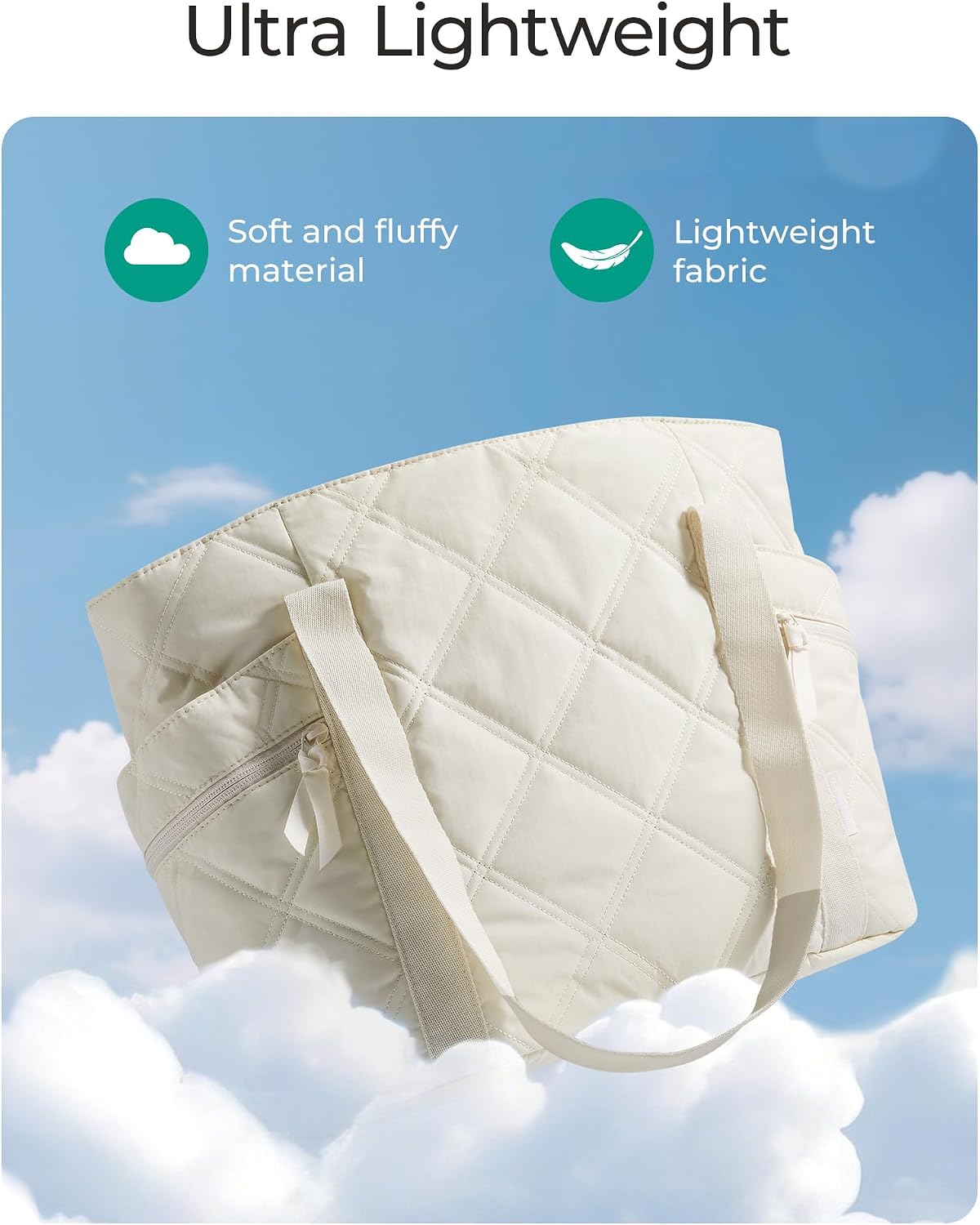 Crush Tote Bag for Women, 20L Puffer Work Tote with Zipper, Travel Essentials Quilted Nurse Hospital Bag