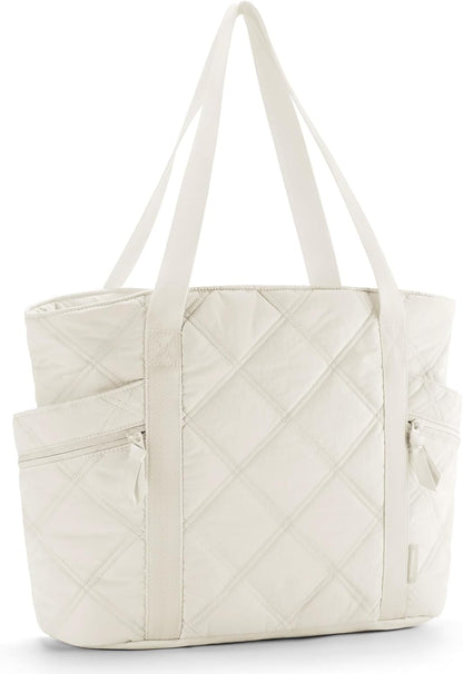 Crush Tote Bag for Women, 20L Puffer Work Tote with Zipper, Travel Essentials Quilted Nurse Hospital Bag