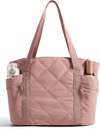 Crush Tote Bag for Women, 20L Puffer Work Tote with Zipper, Travel Essentials Quilted Nurse Hospital Bag