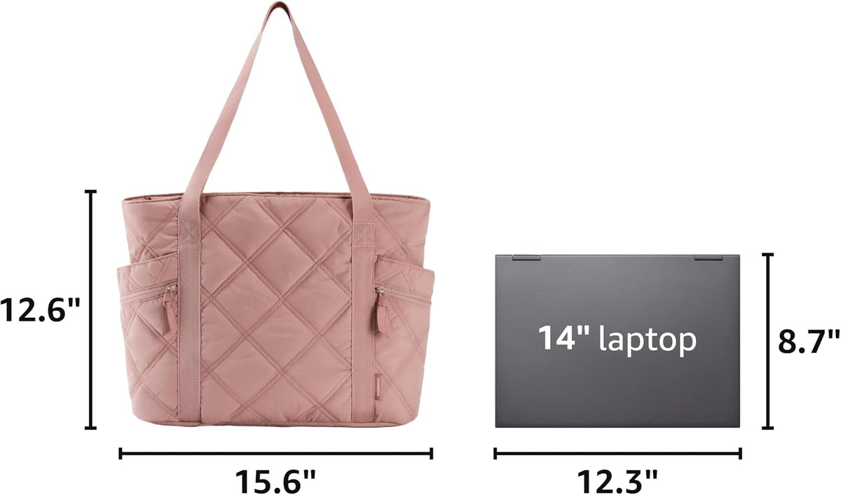 Crush Tote Bag for Women, 20L Puffer Work Tote with Zipper, Travel Essentials Quilted Nurse Hospital Bag