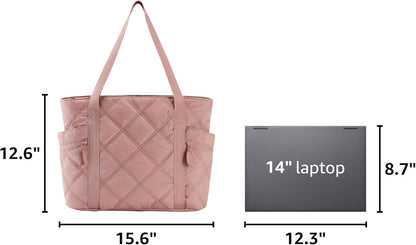 Crush Tote Bag for Women, 20L Puffer Work Tote with Zipper, Travel Essentials Quilted Nurse Hospital Bag