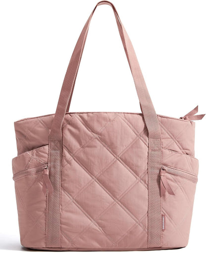 Crush Tote Bag for Women, 20L Puffer Work Tote with Zipper, Travel Essentials Quilted Nurse Hospital Bag