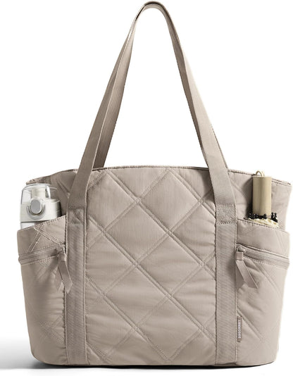 Crush Tote Bag for Women, 20L Puffer Work Tote with Zipper, Travel Essentials Quilted Nurse Hospital Bag