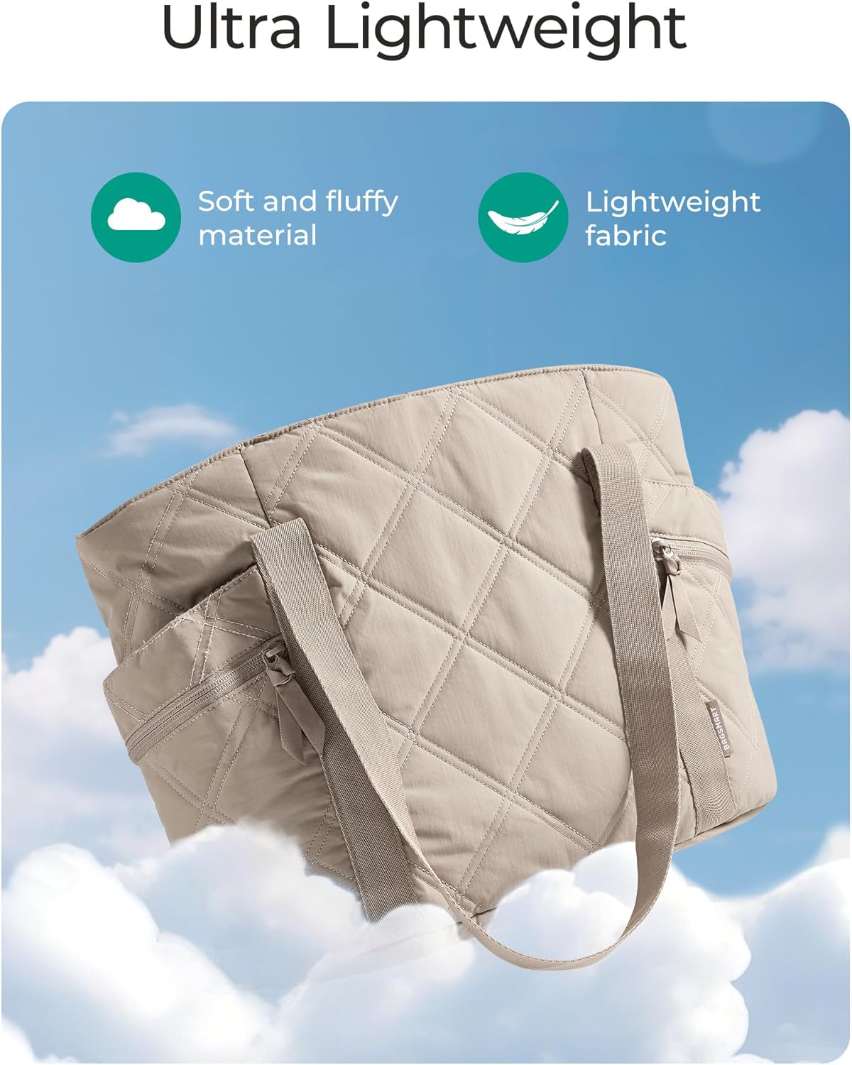 Crush Tote Bag for Women, 20L Puffer Work Tote with Zipper, Travel Essentials Quilted Nurse Hospital Bag