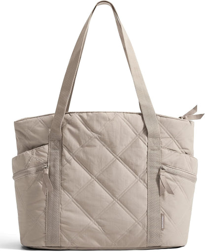 Crush Tote Bag for Women, 20L Puffer Work Tote with Zipper, Travel Essentials Quilted Nurse Hospital Bag